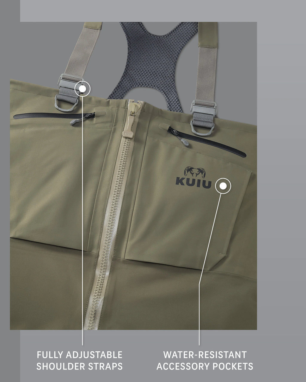 KUIU PRO HD Flex Zip Wader | Ash