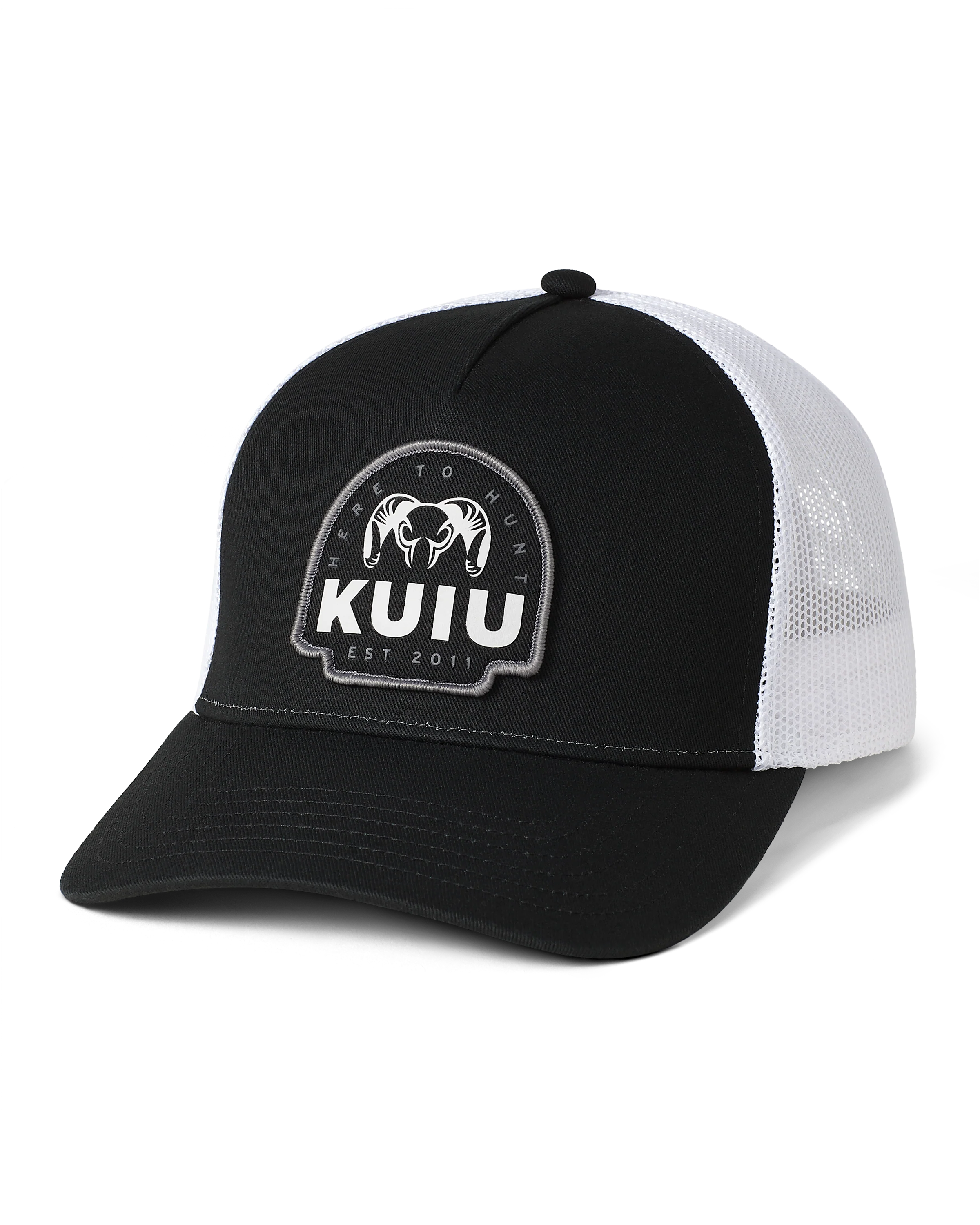 KUIU Here to Hunt Woven Patch Hat | Black/White