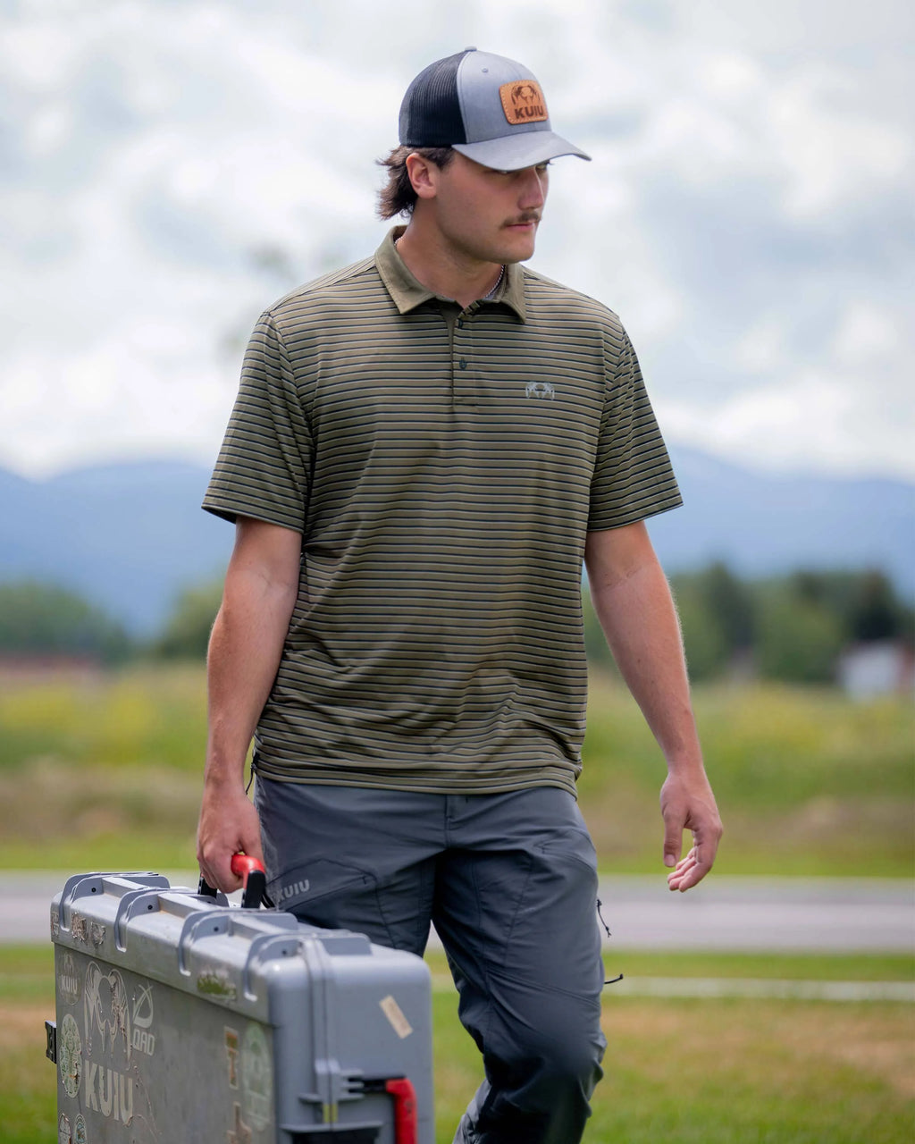 KUIU Performance Polo Stripe | Evergreen Stripe