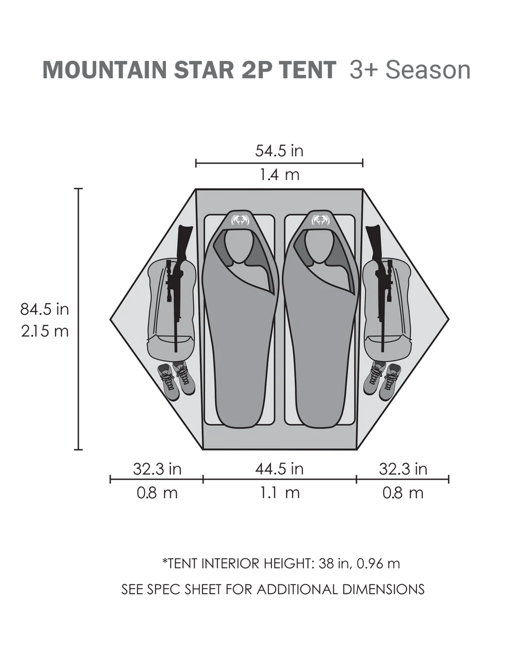 Mountain Star 2 Person Tent | Gunmetal-Camel