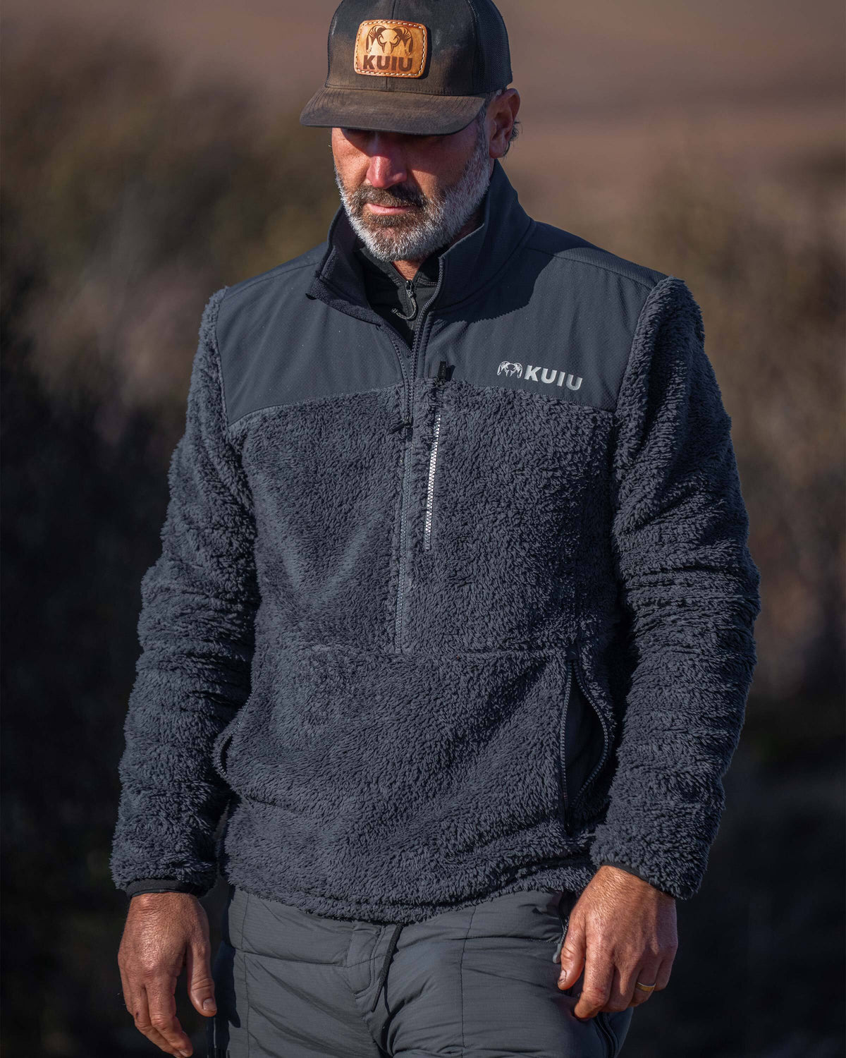 Sherpa Fleece Zip Pullover | Nightfall
