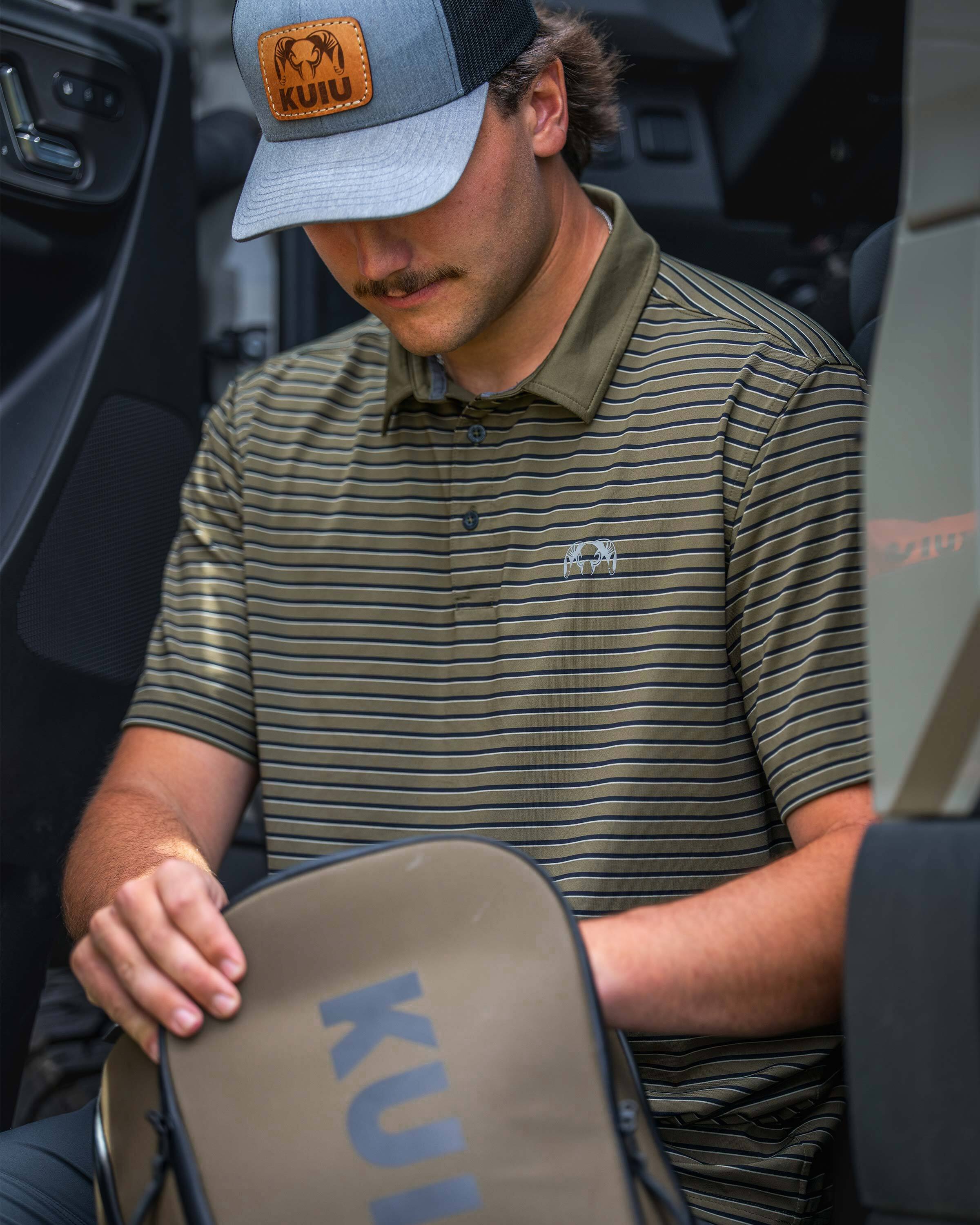 KUIU Performance Polo Stripe | Evergreen Stripe