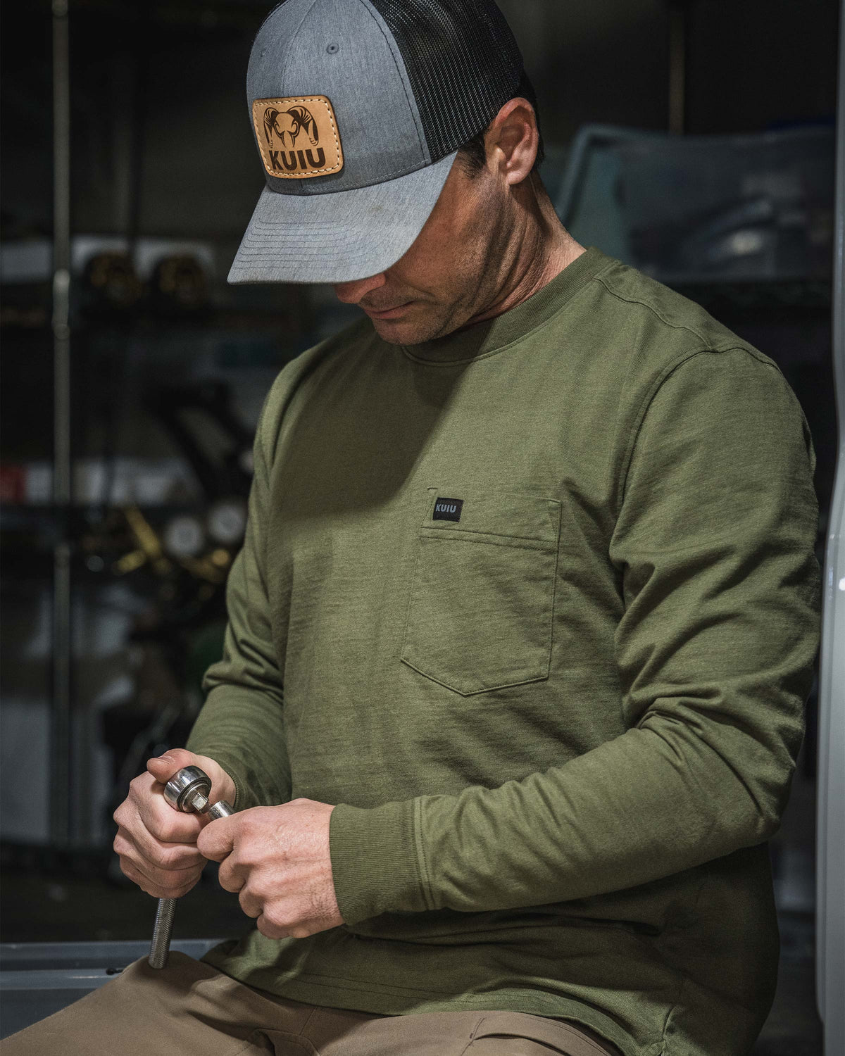 Workgrade LS Pocket Crew | Steel Blue